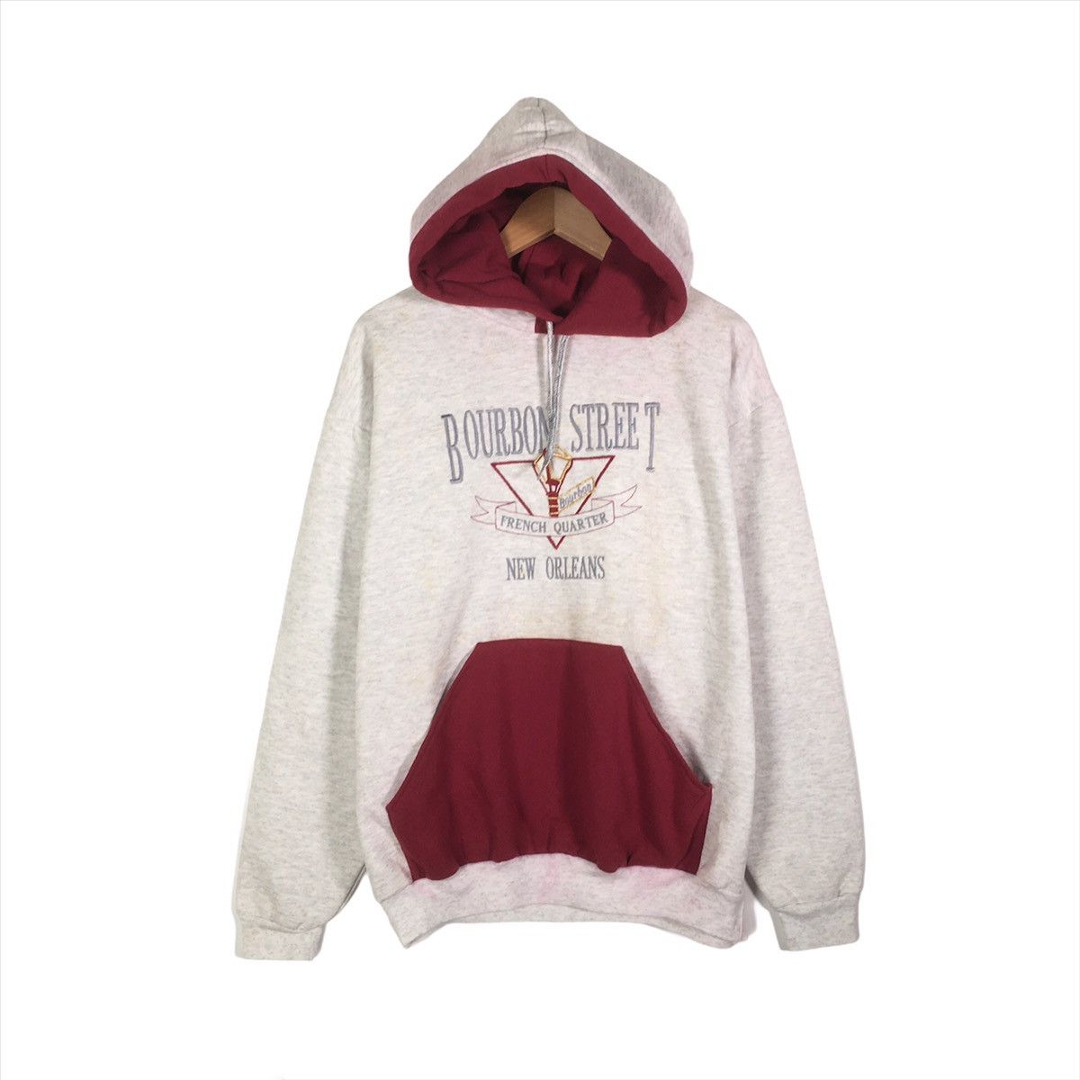 image of Made In USA x Vintage Bourbon Street Hoodie Sweatshirt Bourbon Street Sunport Usa in White (Size Me