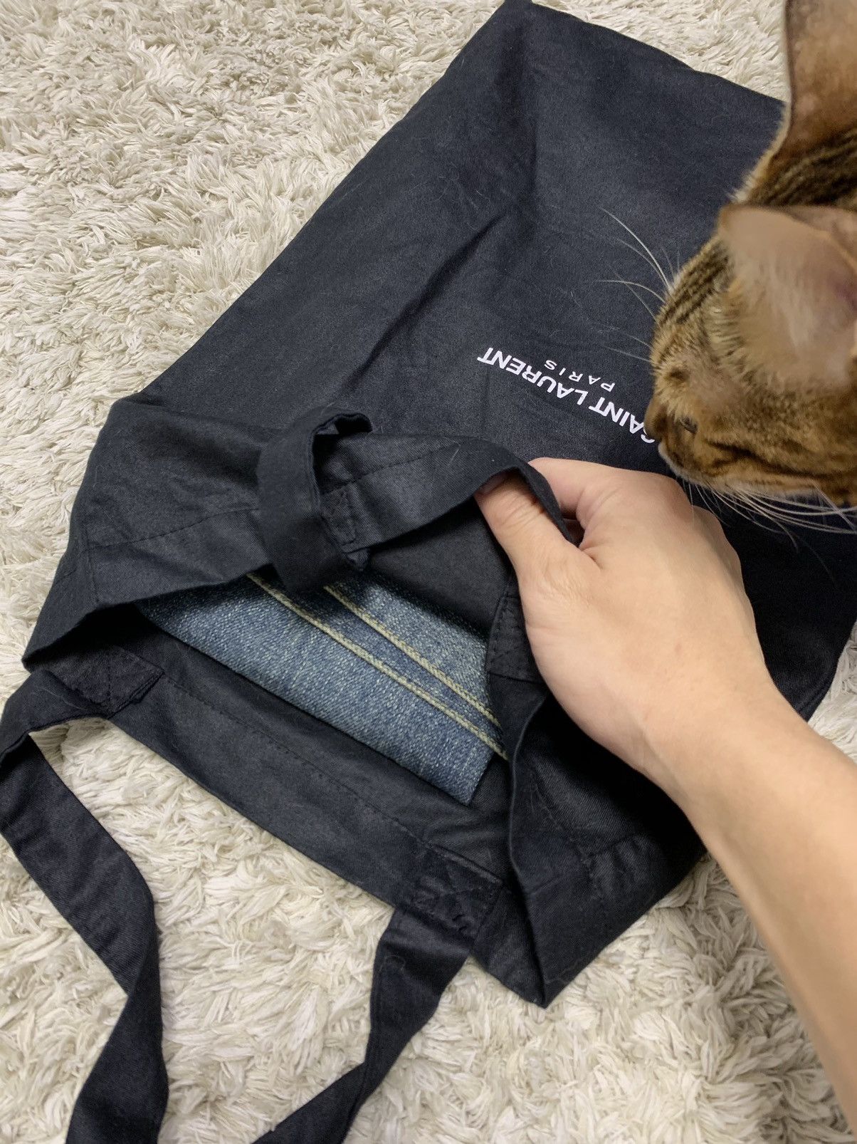 Hedi Slimane × Saint Laurent Paris “Saint Laurent Paris” Logo Tote Bag Size ONE SIZE - 4 Thumbnail