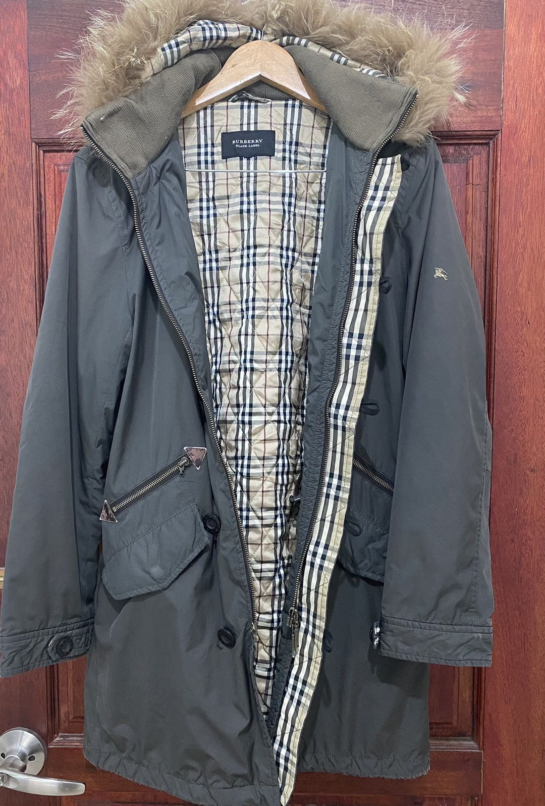 Burberry Burberry Fishtail Parka Faux Fur Jacket Nova Check Size US L / EU 52-54 / 3 - 1 Thumbnail