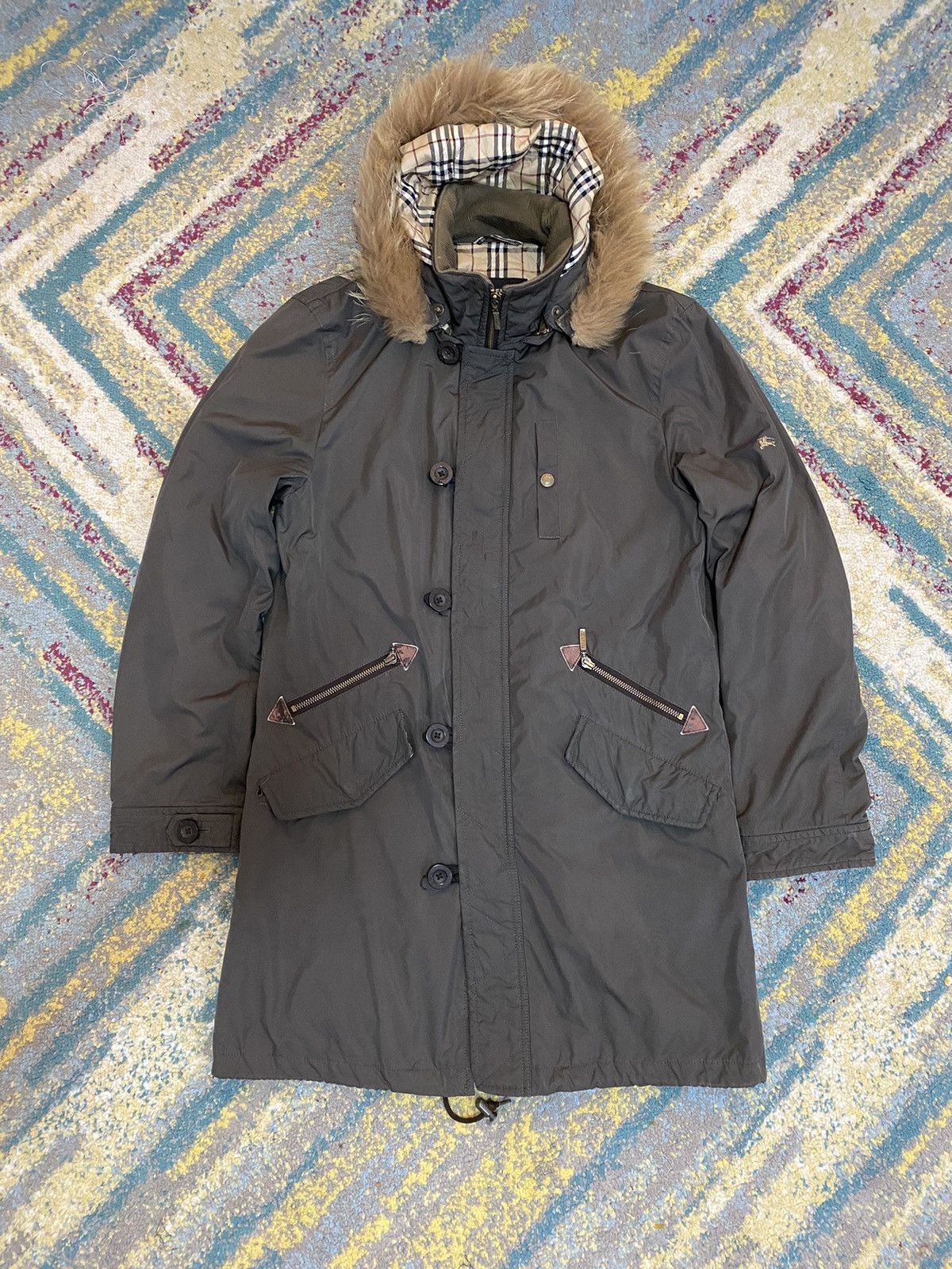 Burberry Burberry Fishtail Parka Faux Fur Jacket Nova Check Size US L / EU 52-54 / 3 - 5 Thumbnail