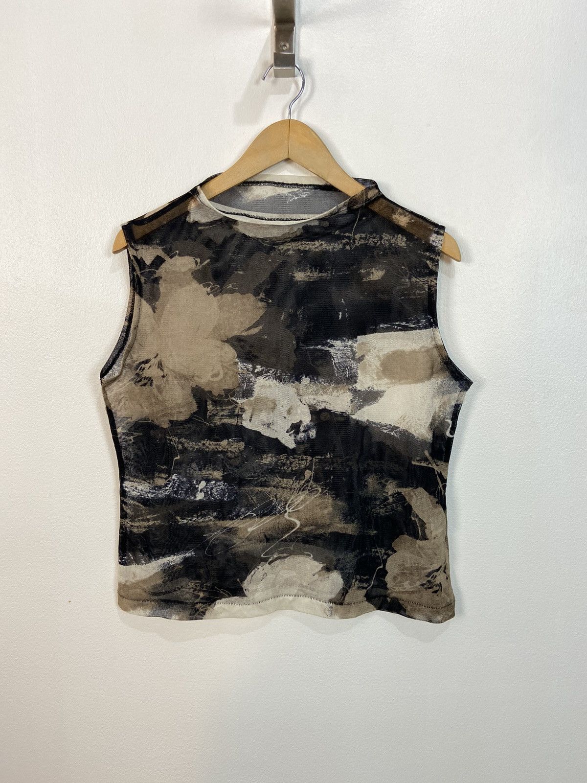 Japanese Brand Mesh Abstract Printed Top. Size M / US 6-8 / IT 42-44 - 2 Thumbnail