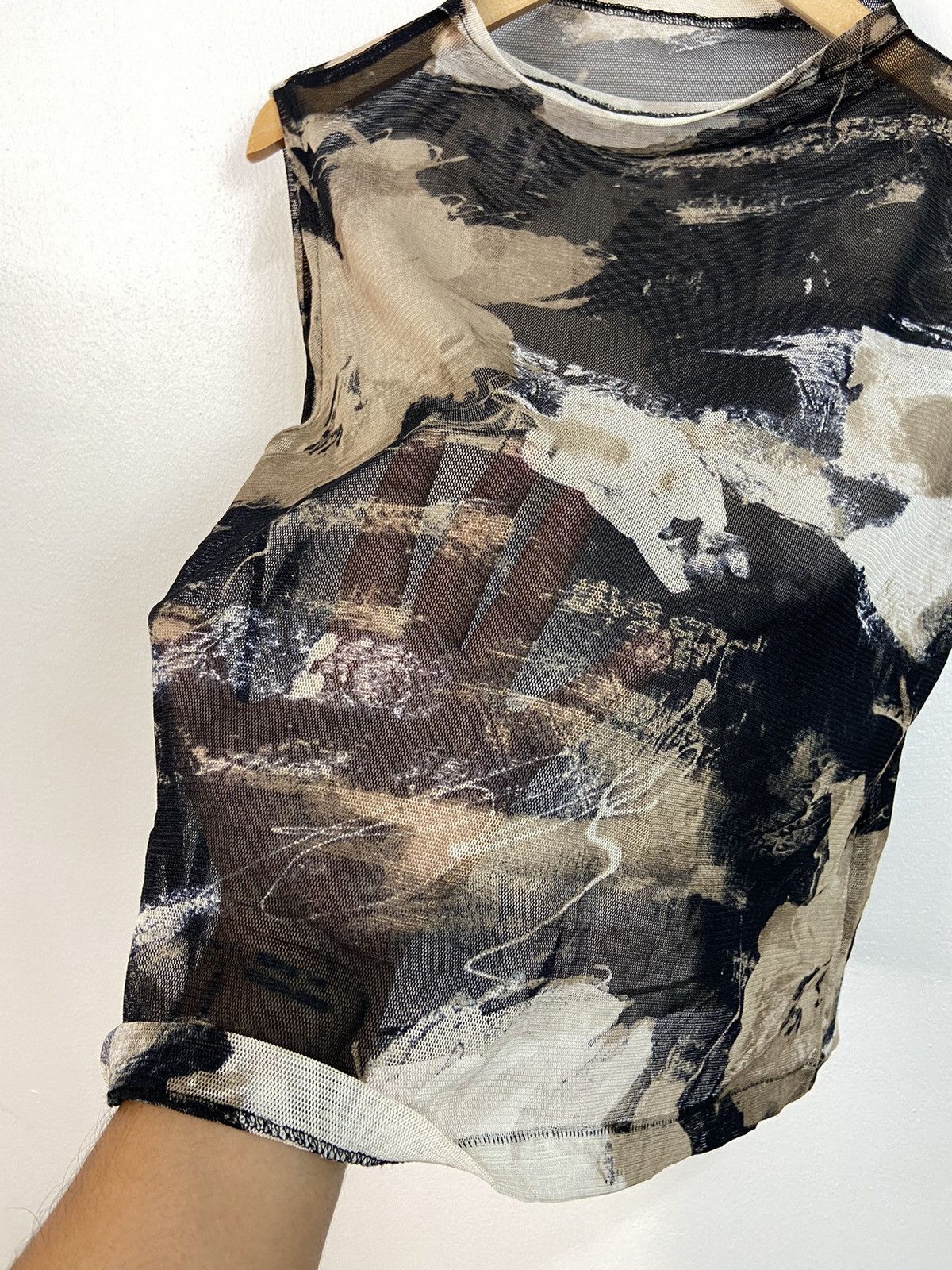 Japanese Brand Mesh Abstract Printed Top. Size M / US 6-8 / IT 42-44 - 10 Thumbnail