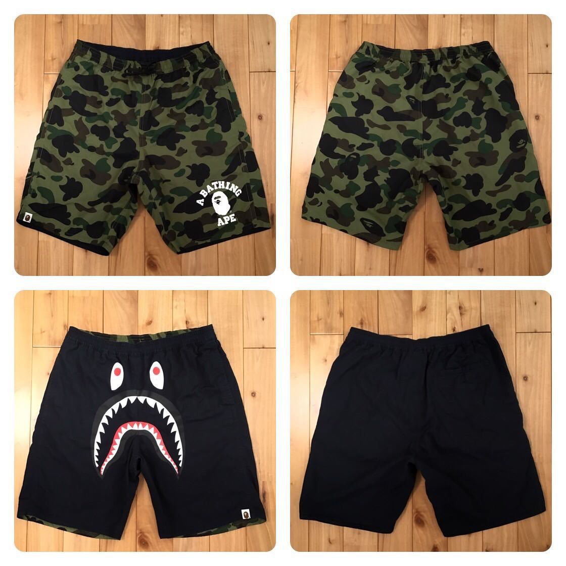 Bape 🔥Reversible🔥 1st camo green × navy Shark shorts ★size L Size US 34 / EU 50 - 1 Thumbnail