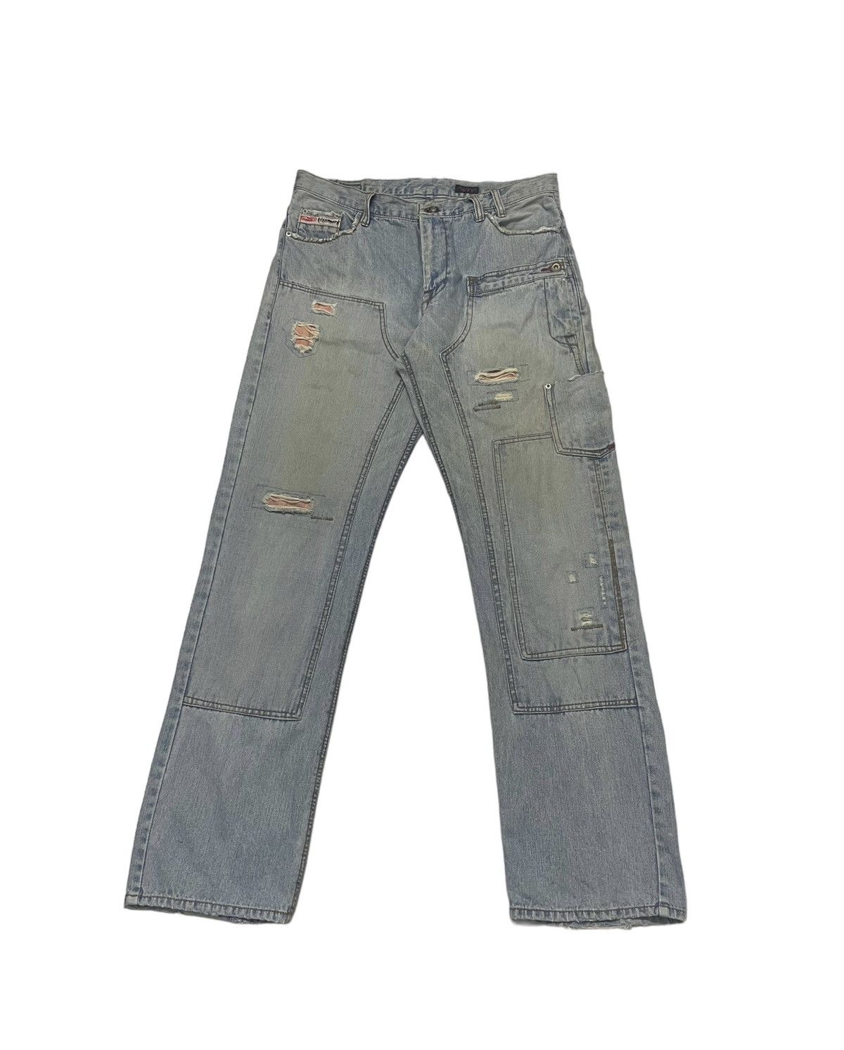 Japanese Brand Vintage Kissmark Japan Double Knee Patches Jeans Distressed Size US 34 / EU 50 - 1 Thumbnail