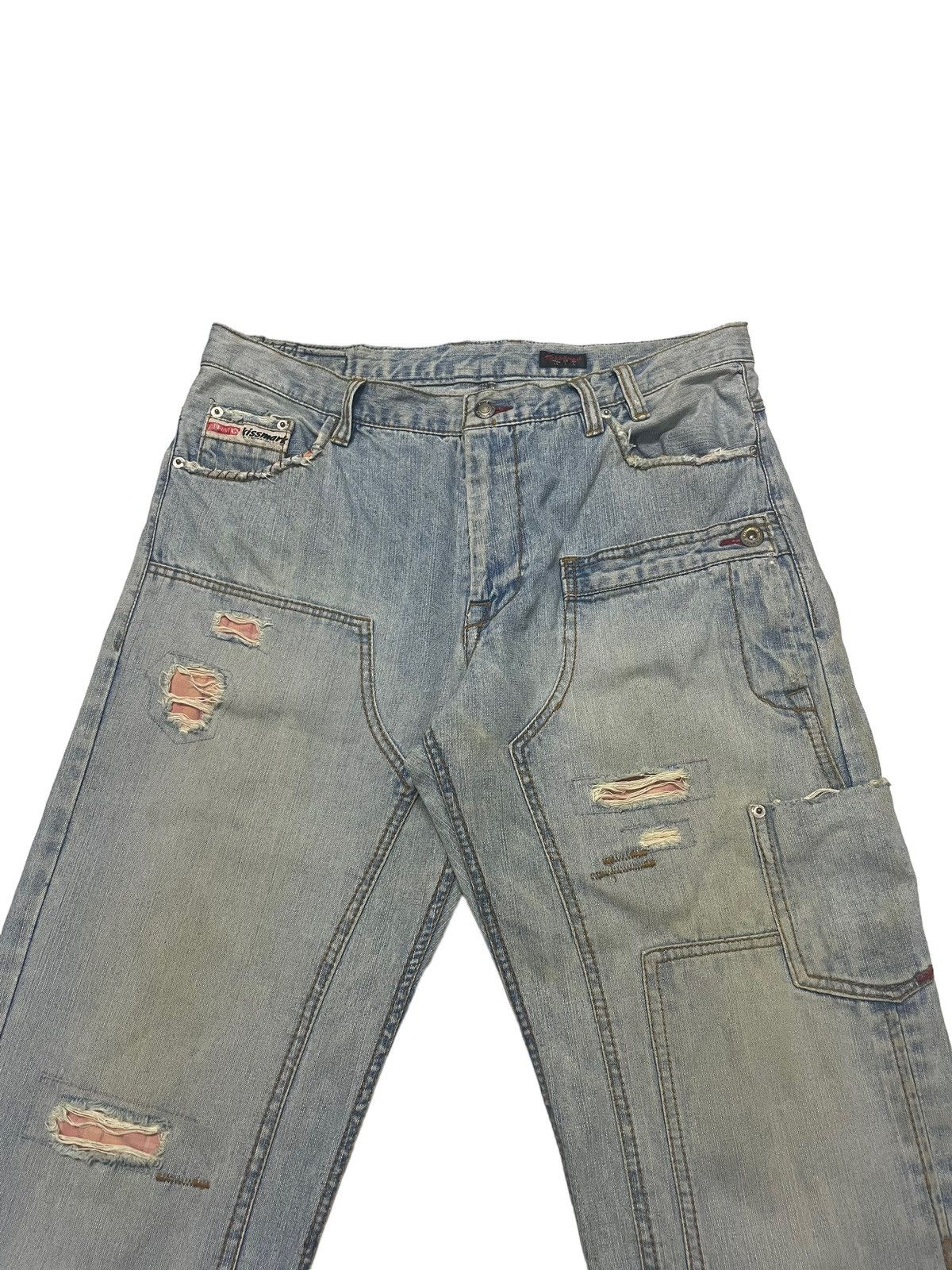 Japanese Brand Vintage Kissmark Japan Double Knee Patches Jeans Distressed Size US 34 / EU 50 - 7 Thumbnail