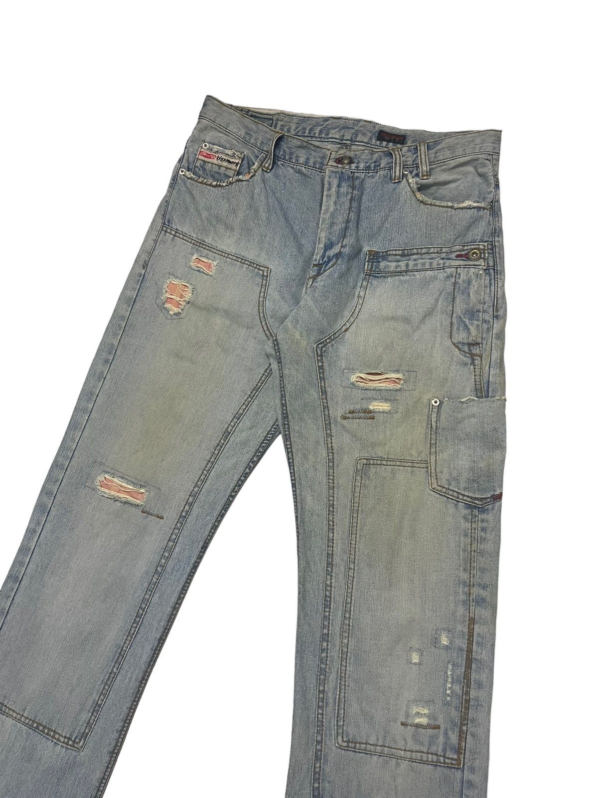 Japanese Brand Vintage Kissmark Japan Double Knee Patches Jeans Distressed Size US 34 / EU 50 - 3 Thumbnail