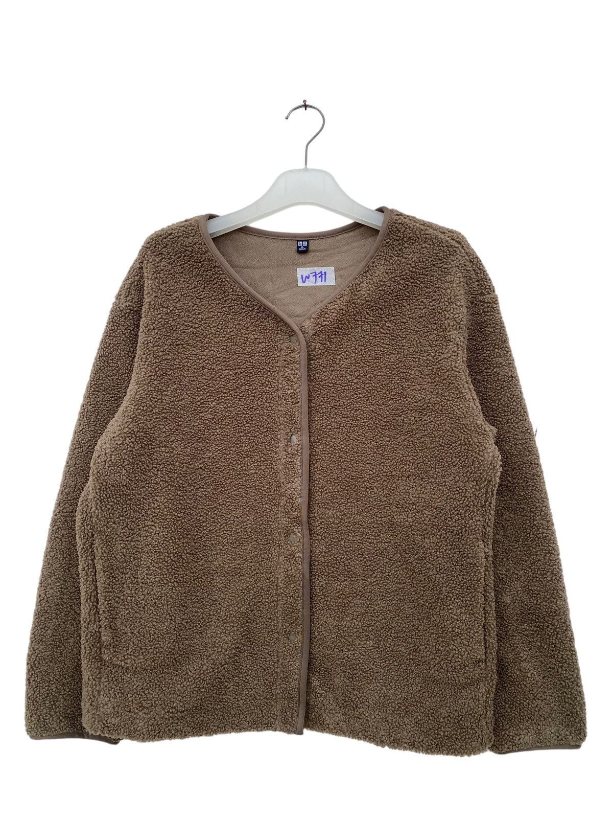 image of Archival Clothing x Uniqlo Deep Pile Fleece Cardigan Jacket in Brown, Men's (Size XL)