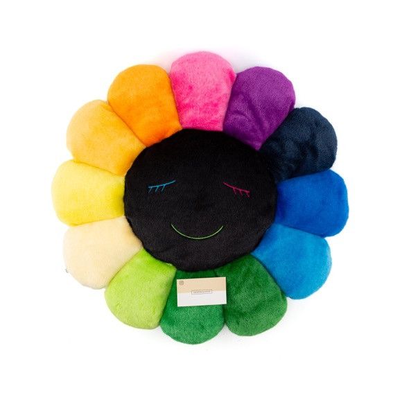 Takashi Murakami Takashi Murakami - Rainbow and Black Flower Cushion 60CM Size ONE SIZE - 2 Thumbnail