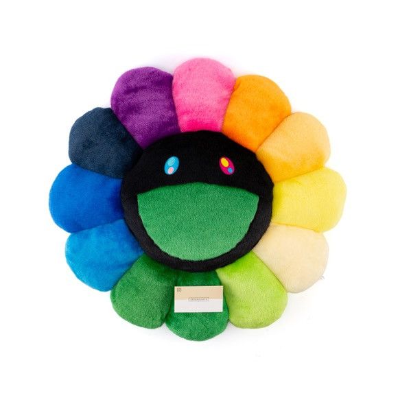 Takashi Murakami Takashi Murakami - Rainbow and Black Flower Cushion 60CM Size ONE SIZE - 1 Thumbnail