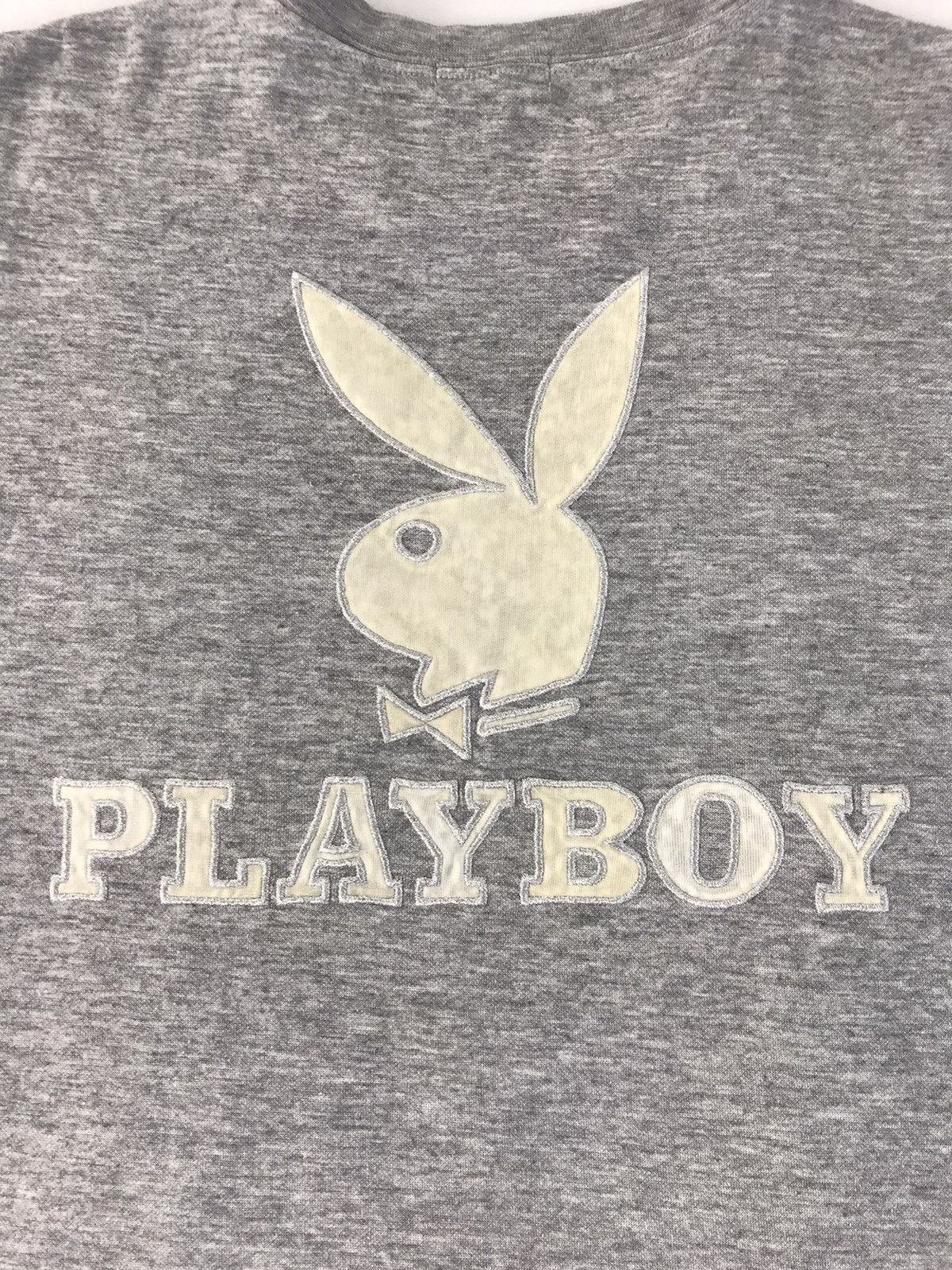 Playboy Playboy Embroidery Big Bunny Head Logo Design Grey Tee Size L / US 10 / IT 46 - 2 Thumbnail