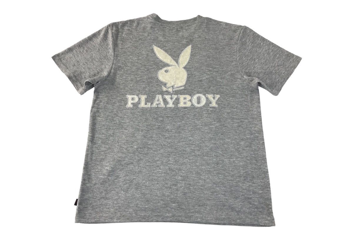 Playboy Playboy Embroidery Big Bunny Head Logo Design Grey Tee Size L / US 10 / IT 46 - 1 Thumbnail