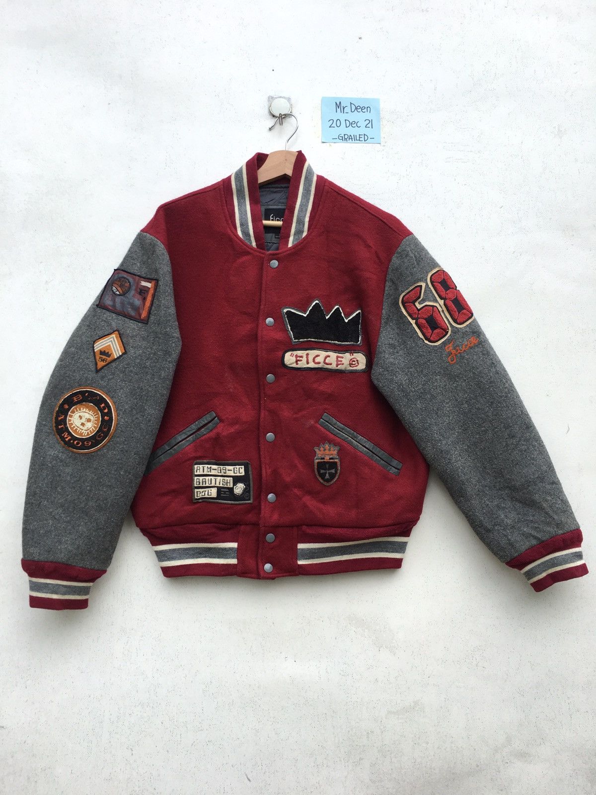 Japanese Brand Vintage 1980s Ficce by Yoshiyuki Konishi Varsity Jacket Size US L / EU 52-54 / 3 - 7 Thumbnail