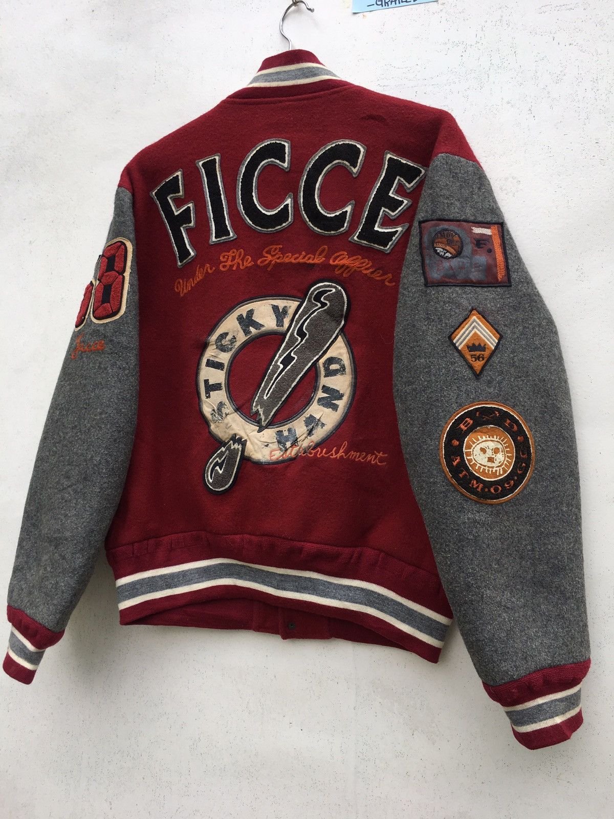 Japanese Brand Vintage 1980s Ficce by Yoshiyuki Konishi Varsity Jacket Size US L / EU 52-54 / 3 - 3 Thumbnail