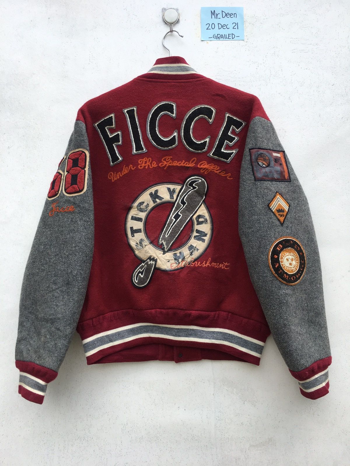 Japanese Brand Vintage 1980s Ficce by Yoshiyuki Konishi Varsity Jacket Size US L / EU 52-54 / 3 - 1 Thumbnail