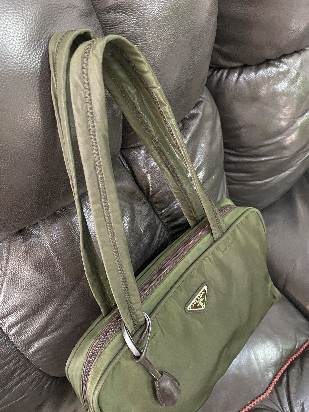 Prada Authentic Vintage Prada Tessuto Nyalon Green Shoulder Bag Size ONE SIZE - 7 Thumbnail