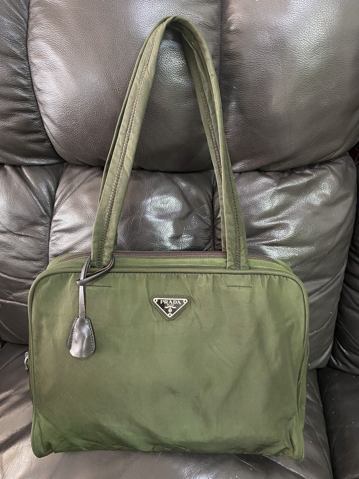 image of Authentic Vintage Prada Tessuto Nyalon Green Shoulder Bag, Men's