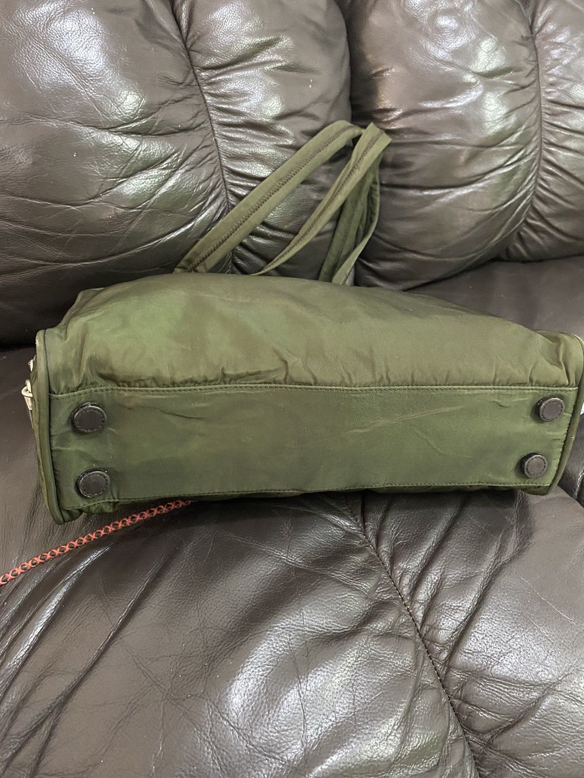 Prada Authentic Vintage Prada Tessuto Nyalon Green Shoulder Bag Size ONE SIZE - 11 Thumbnail