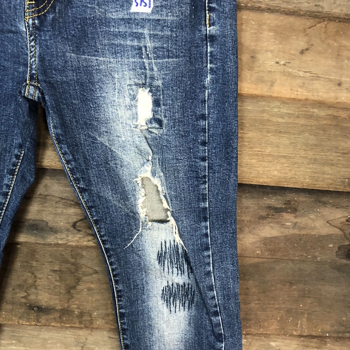 Japanese Brand Bvssyeve vintage Blue distressed Denim Jeans Pants #5757 Size 30" / US 8 / IT 44 - 5 Thumbnail
