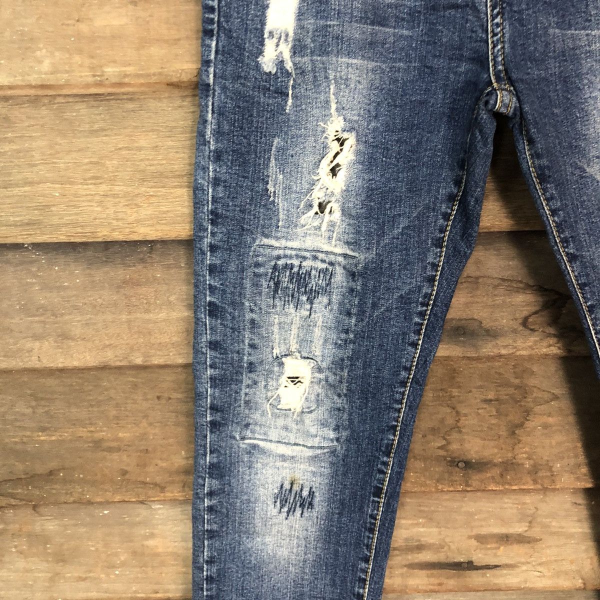 Japanese Brand Bvssyeve vintage Blue distressed Denim Jeans Pants #5757 Size 30" / US 8 / IT 44 - 6 Thumbnail