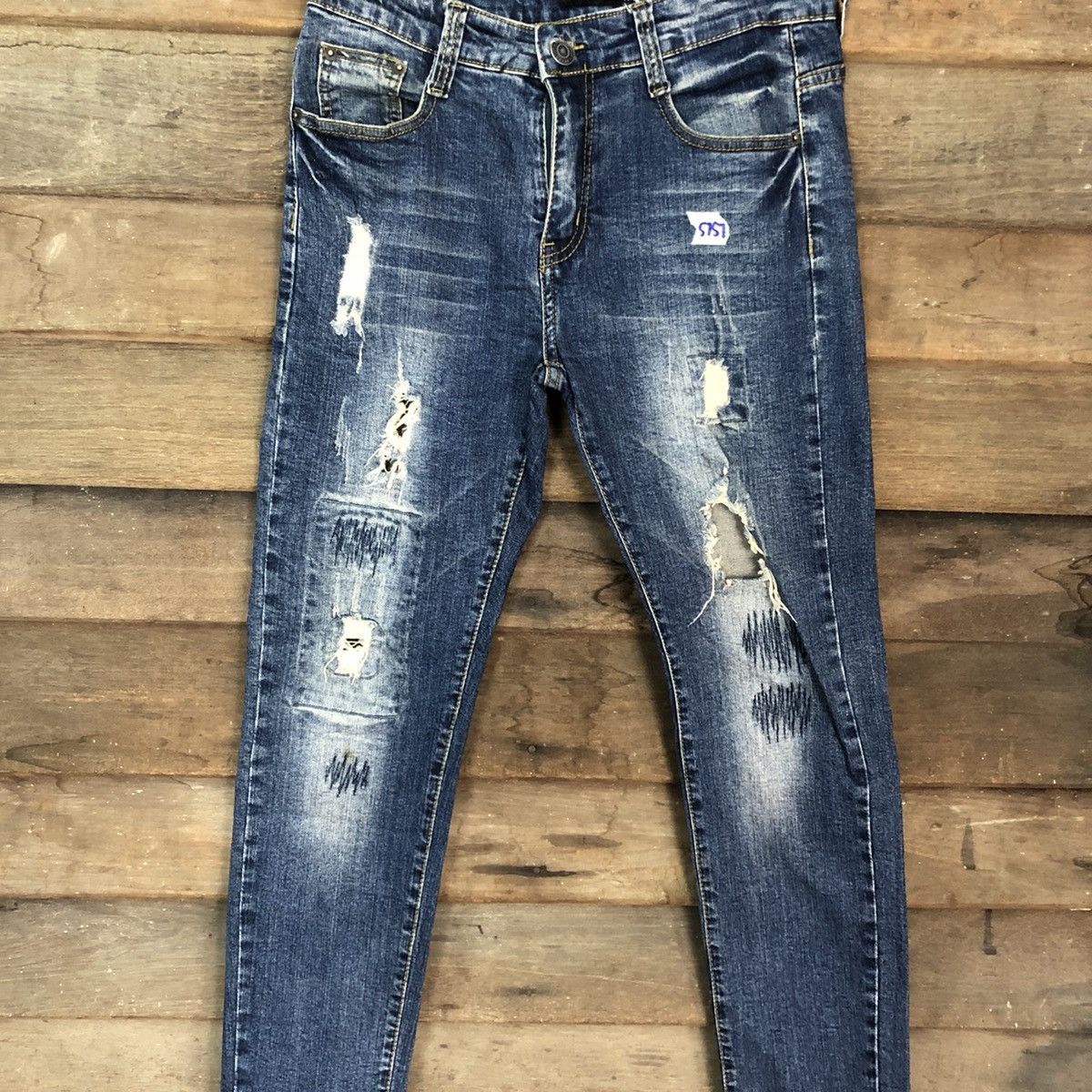 Japanese Brand Bvssyeve vintage Blue distressed Denim Jeans Pants #5757 Size 30" / US 8 / IT 44 - 4 Thumbnail
