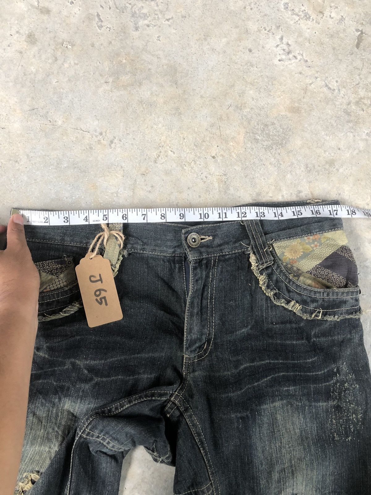 Japanese Brand Vintage GUMU Distressed Jeans Patchwork Denim Size US 35 - 15 Thumbnail