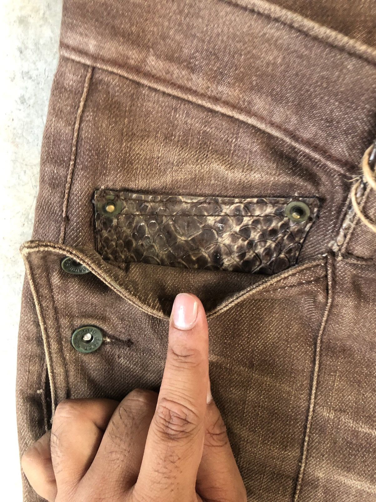 If Six Was Nine Japanese Semantic Design Flared Jeans Snake Skin Leather Size US 30 / EU 46 - 12 Thumbnail