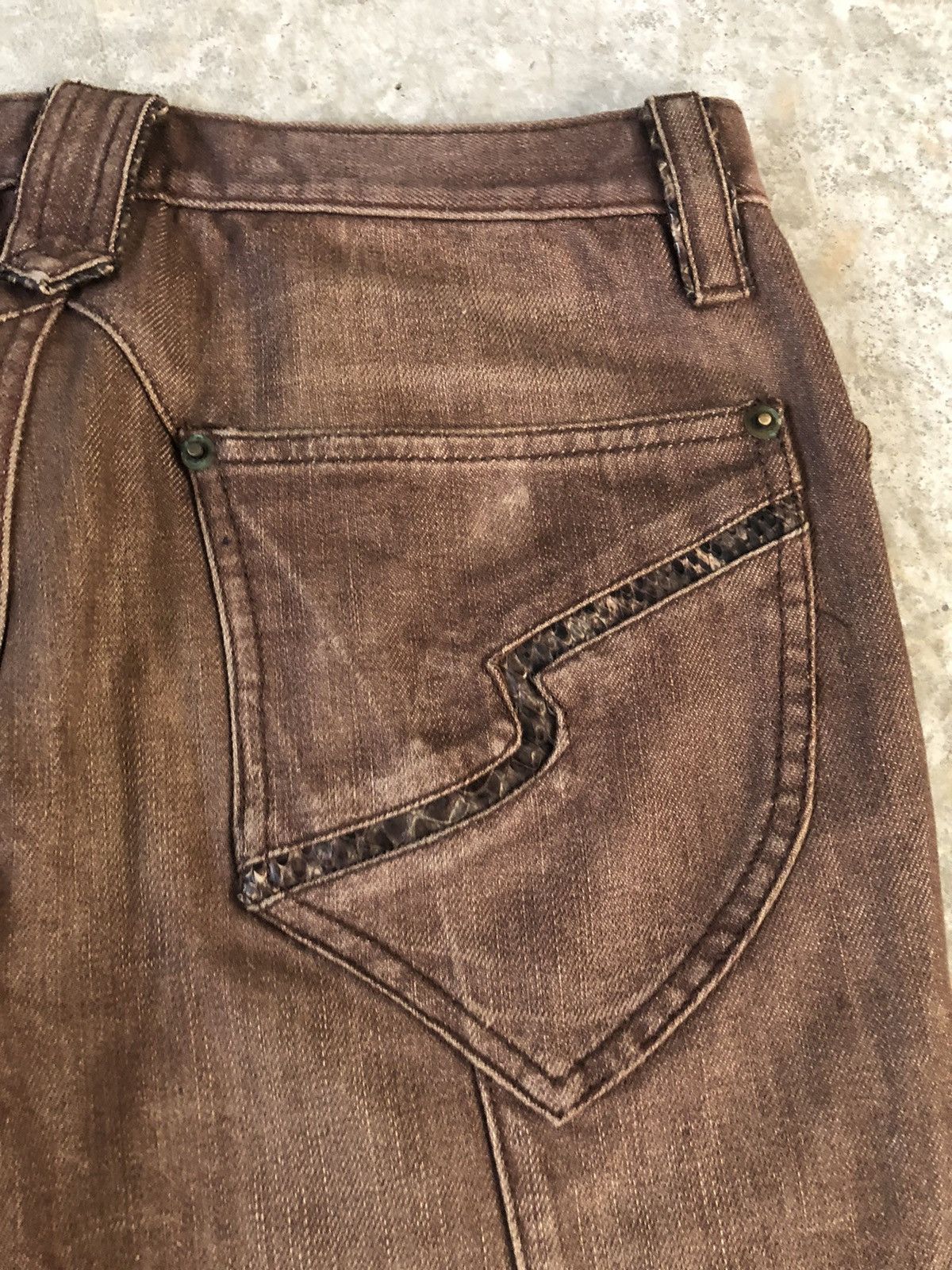 If Six Was Nine Japanese Semantic Design Flared Jeans Snake Skin Leather Size US 30 / EU 46 - 14 Thumbnail