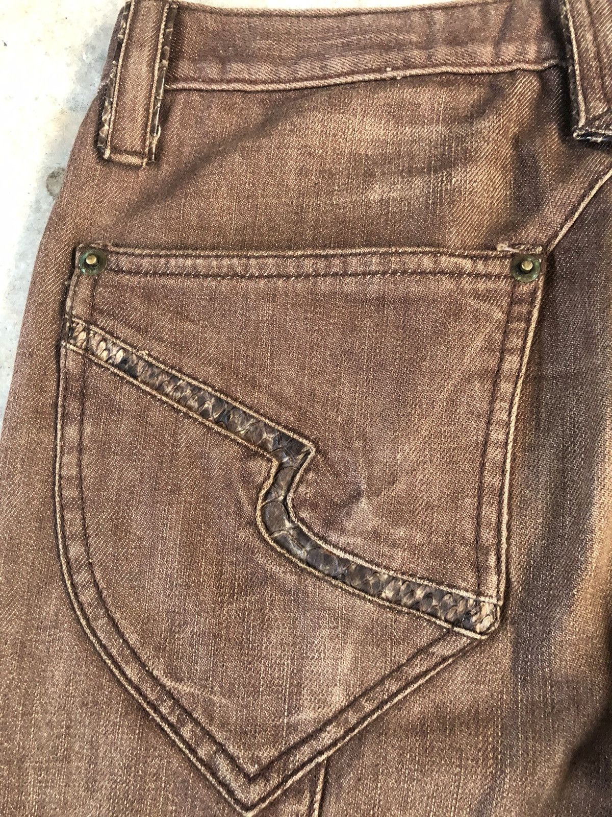 If Six Was Nine Japanese Semantic Design Flared Jeans Snake Skin Leather Size US 30 / EU 46 - 13 Thumbnail