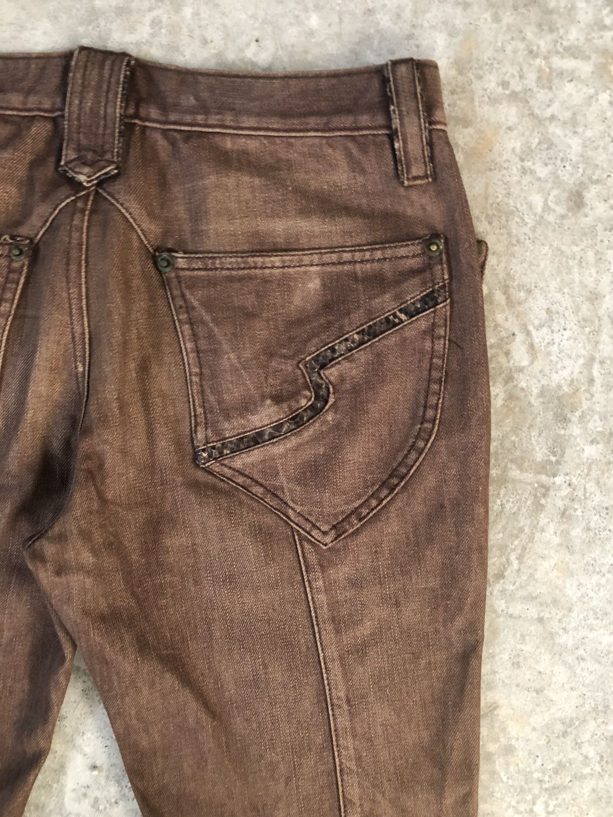 If Six Was Nine Japanese Semantic Design Flared Jeans Snake Skin Leather Size US 30 / EU 46 - 9 Thumbnail