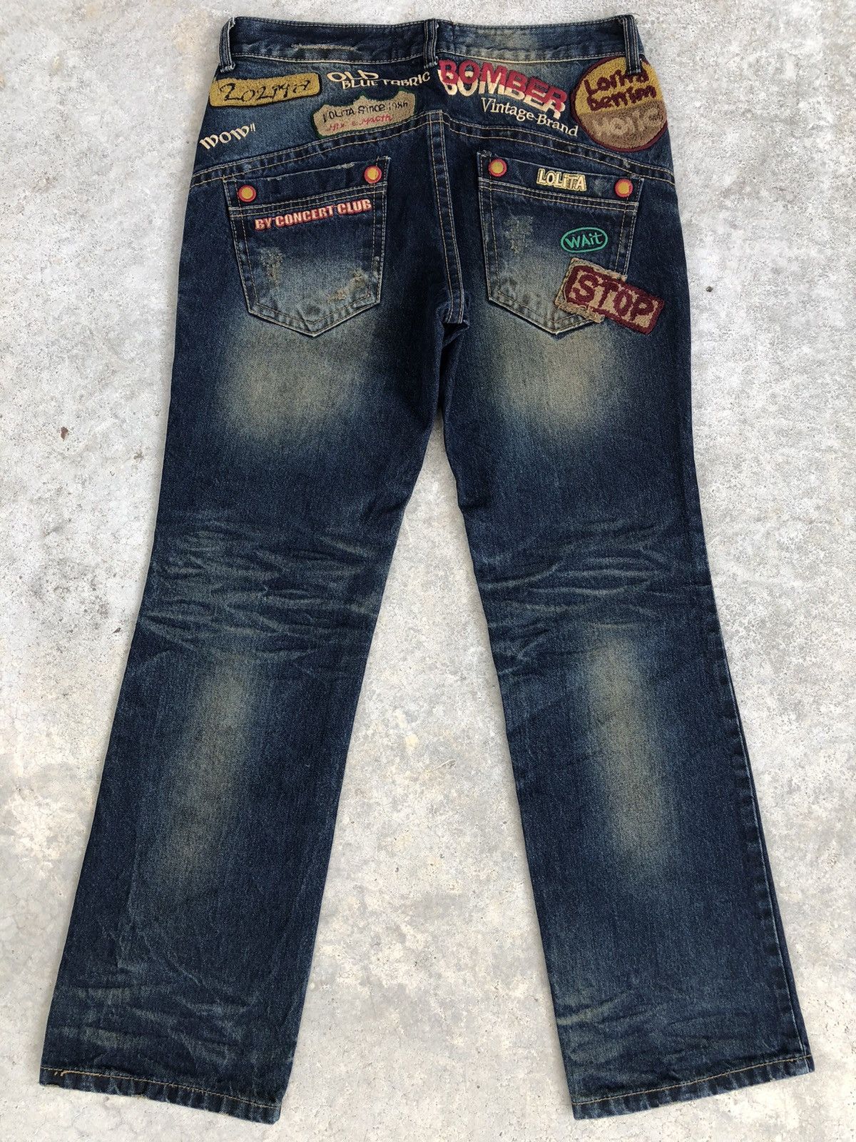 image of Designer Yoshitomo Nara Lolita Distressed Jeans in Blue, Men's (Size 34)