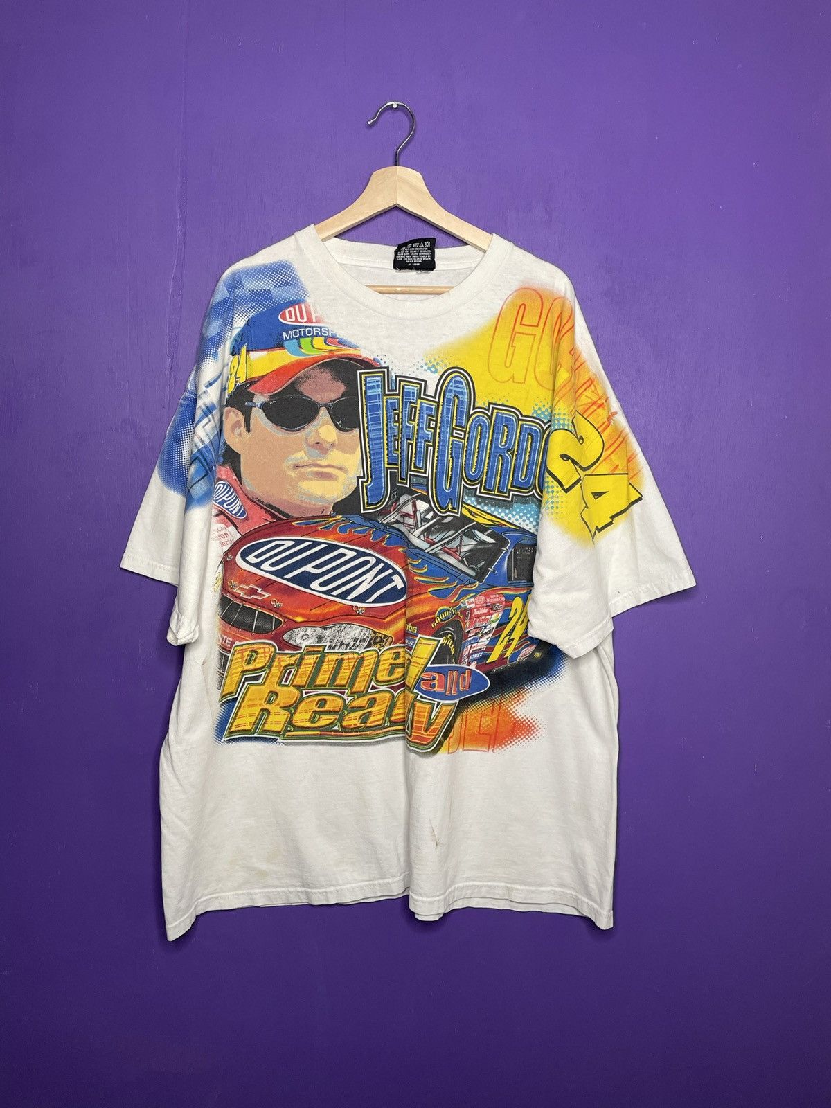 image of Nascar x Vintage Jeff Gordon Primed N Ready Aop T-Shirt in White, Men's (Size 2XL)