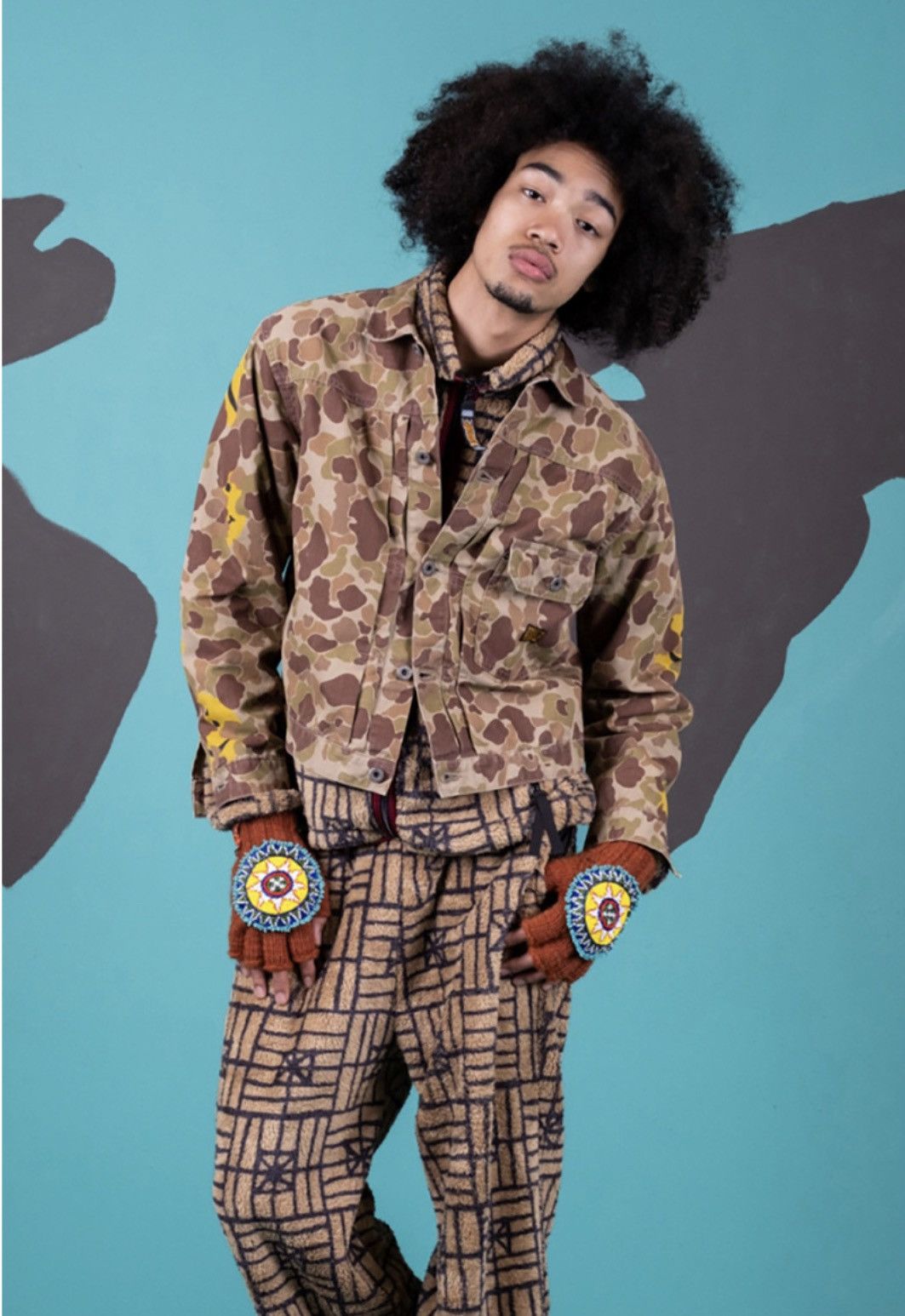 Kapital Kapital Herringbone Happy Peek-a-boo Camouflage 1st Jacket Size US L / EU 52-54 / 3 - 9 Thumbnail