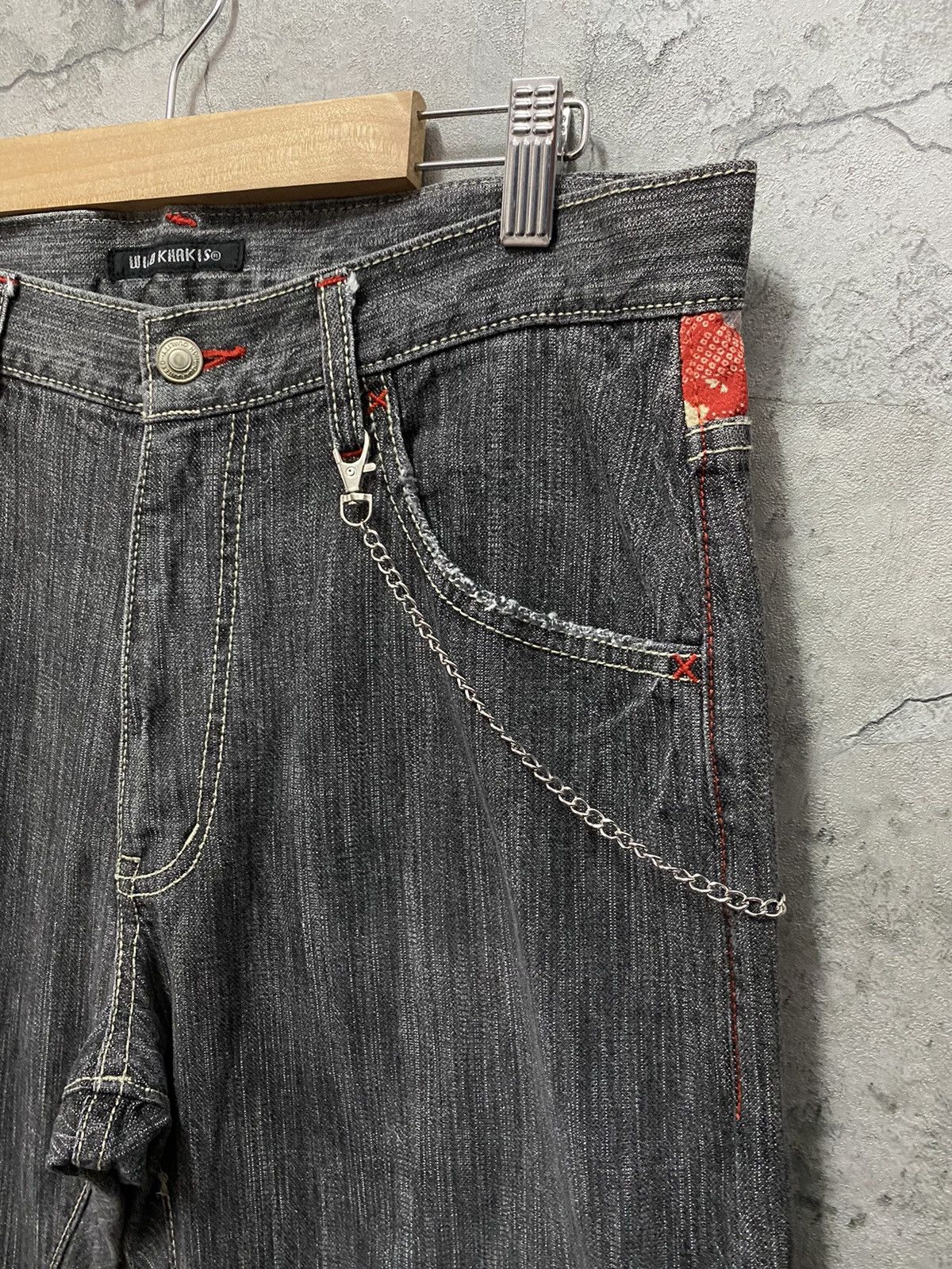 Japanese Brand Wild Khakis Japan Curved Seam MultiPocket Chains Denim Size US 32 / EU 48 - 14 Thumbnail