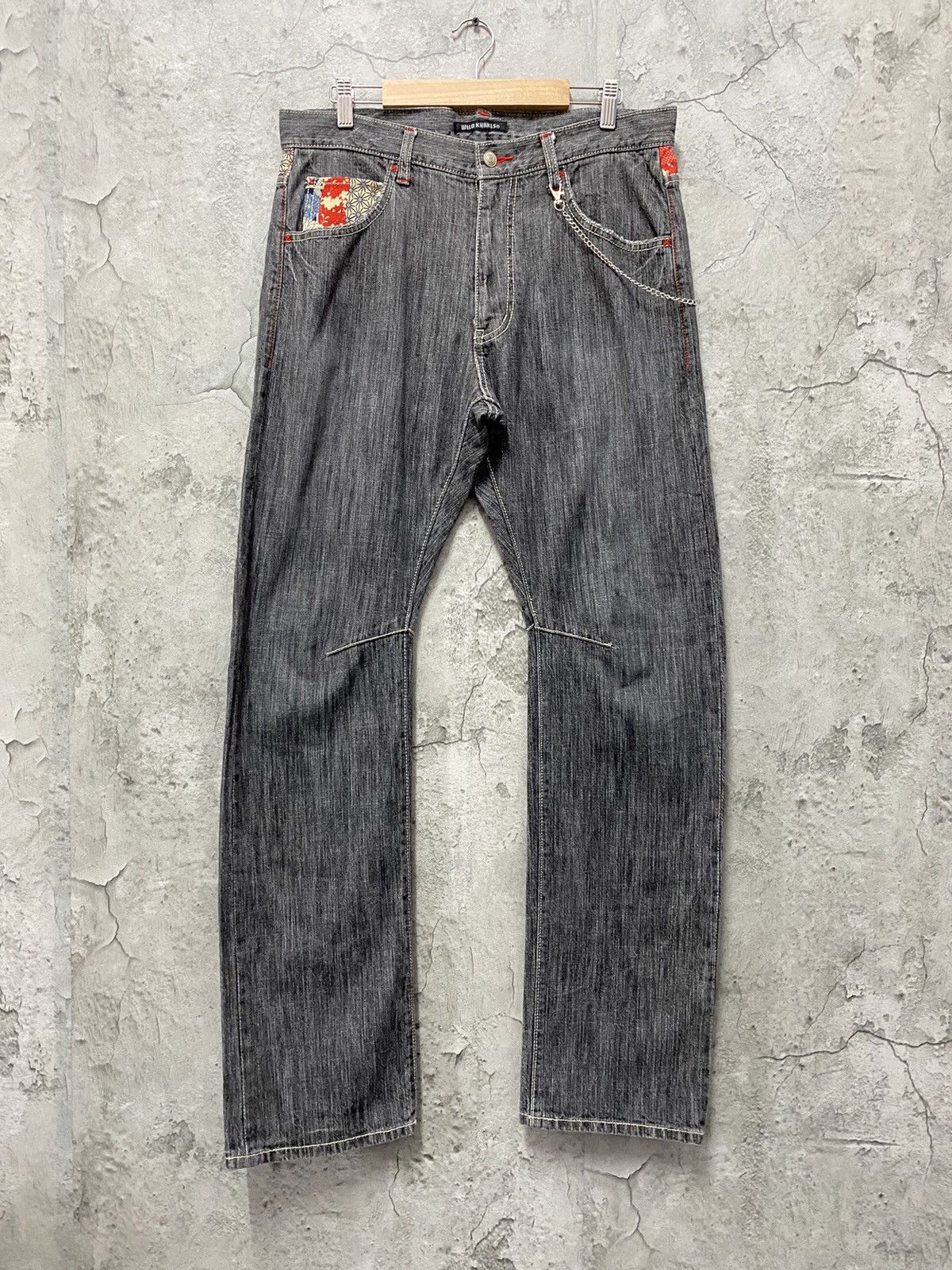 Japanese Brand Wild Khakis Japan Curved Seam MultiPocket Chains Denim Size US 32 / EU 48 - 2 Thumbnail