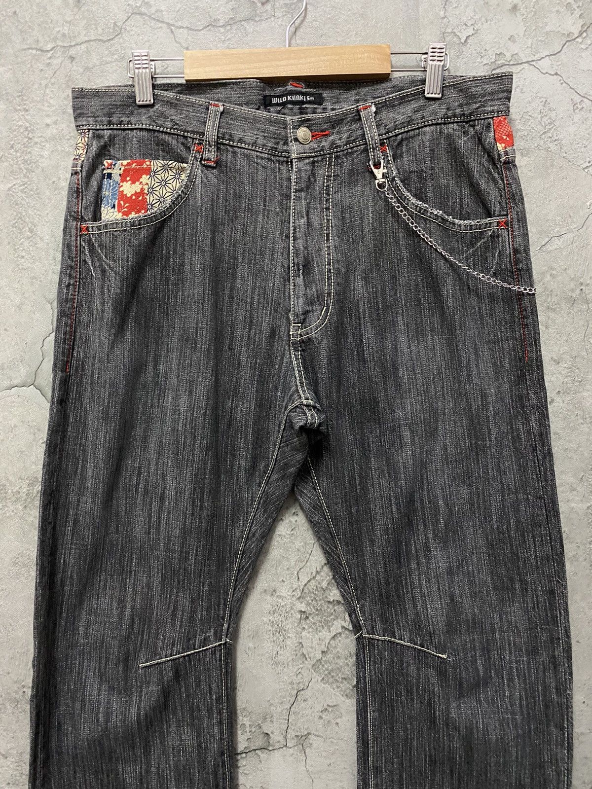 Japanese Brand Wild Khakis Japan Curved Seam MultiPocket Chains Denim Size US 32 / EU 48 - 10 Thumbnail
