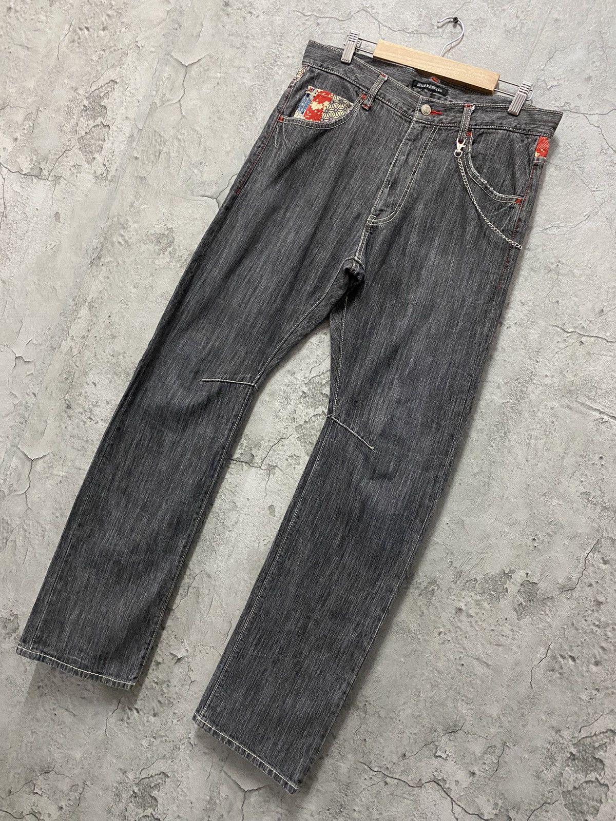 Japanese Brand Wild Khakis Japan Curved Seam MultiPocket Chains Denim Size US 32 / EU 48 - 9 Thumbnail