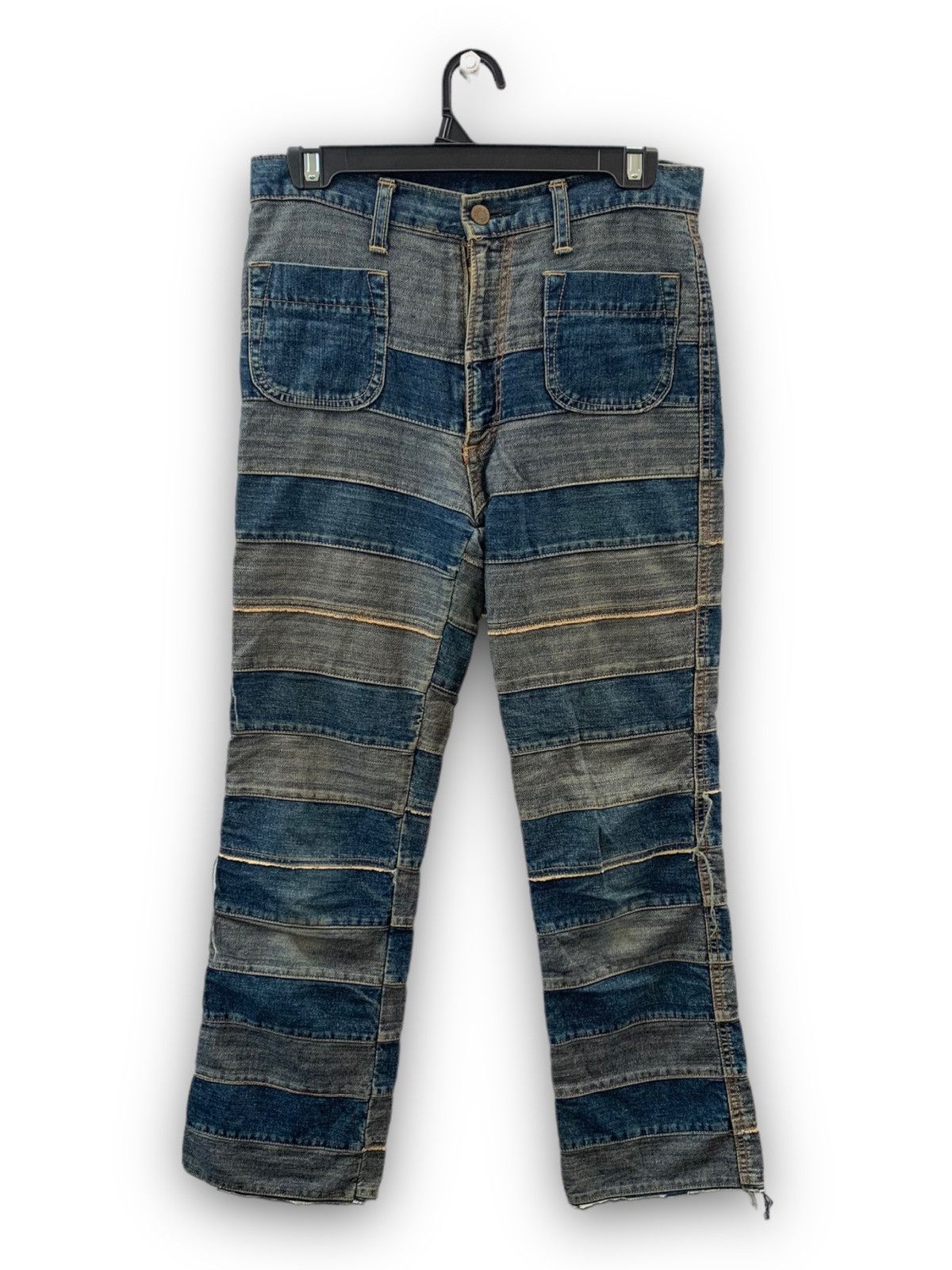 Hysteric Glamour HYSTERIC GLAMOUR KINKY HAGI STRIPES PATCHWORK PUNK DENIM Size US 30 / EU 46 - 2 Thumbnail