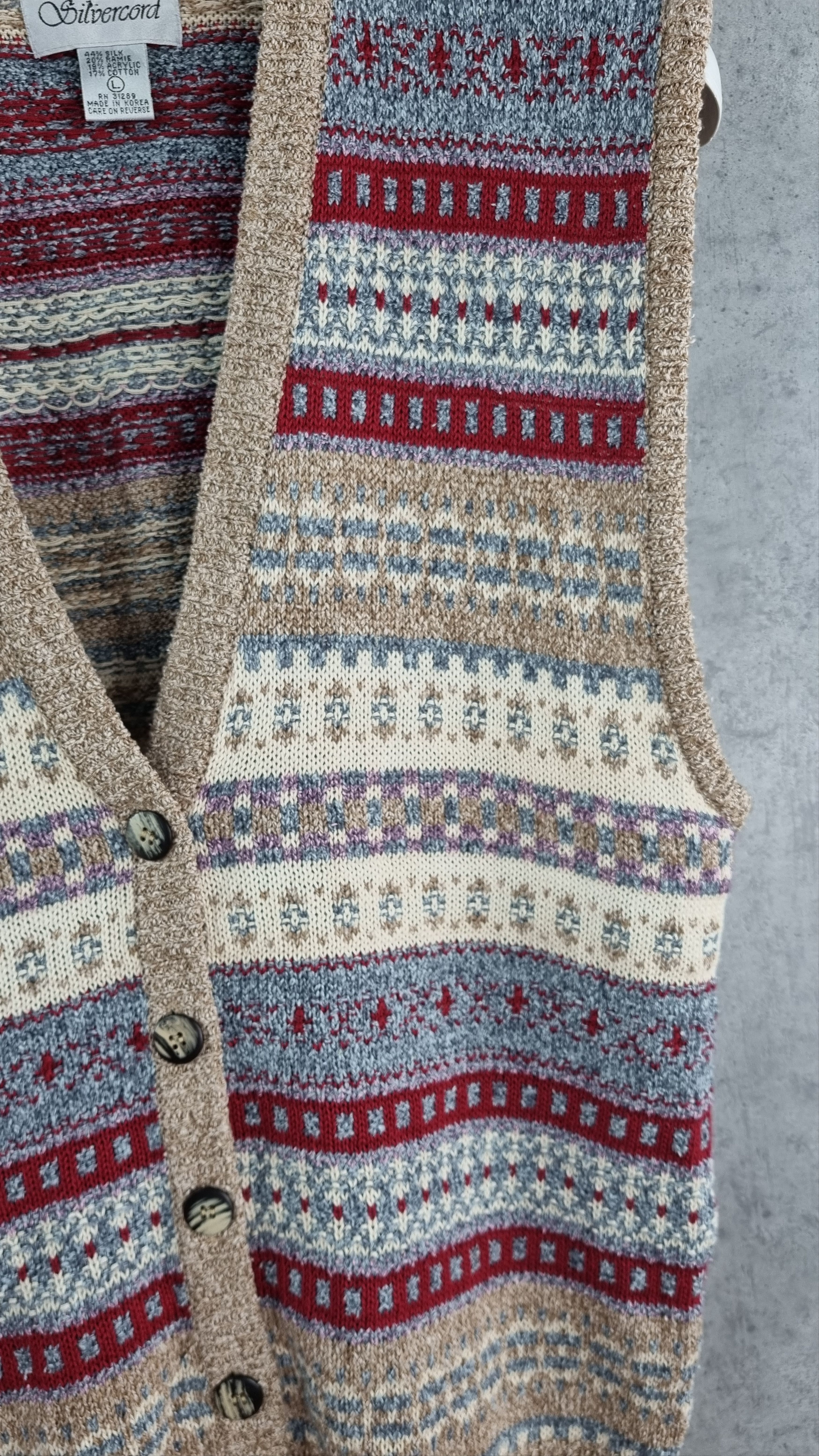 Other 90s Silk Silvercord Knitted Vest Made in Korea TYLER style Size US L / EU 52-54 / 3 - 5 Thumbnail
