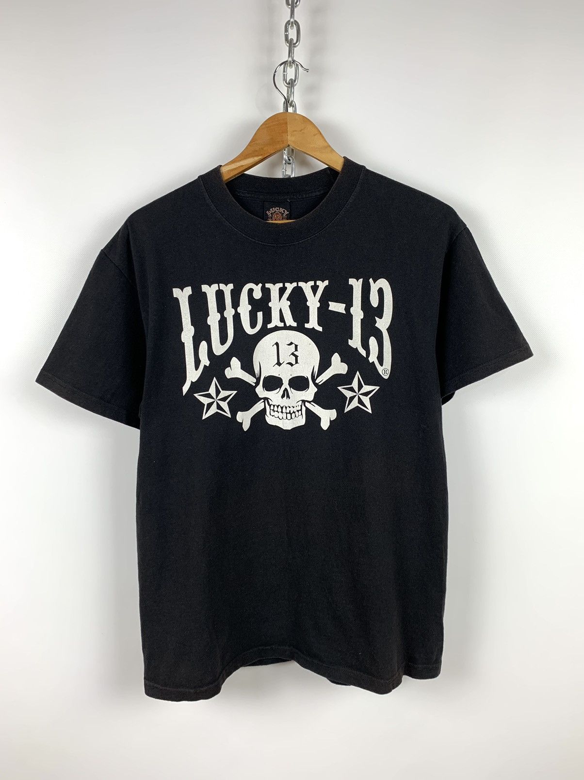 Vintage Lucky 13 Made In USA Skull Stars T-Shirt