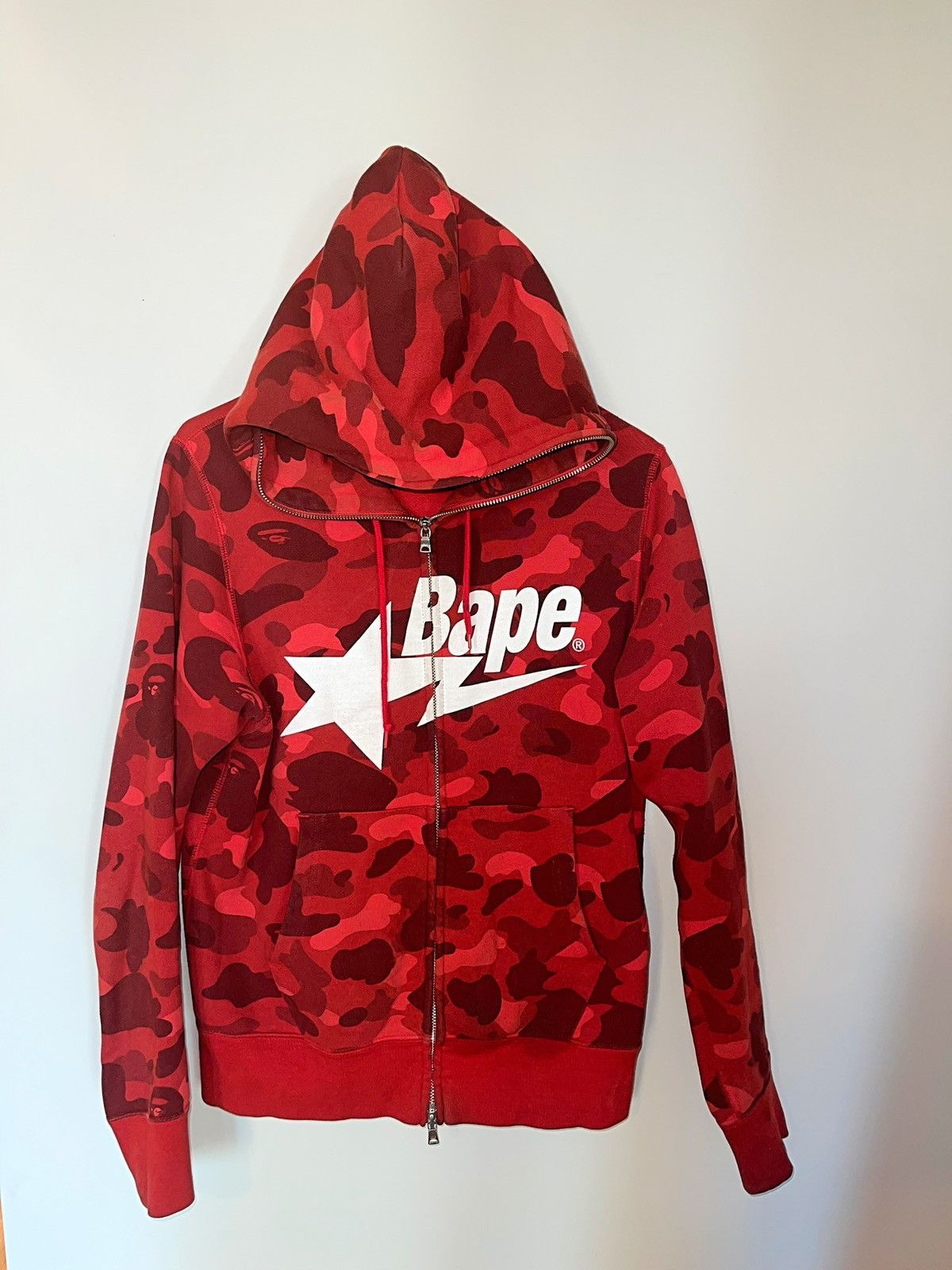 Red Camo Print Bape Hoodie