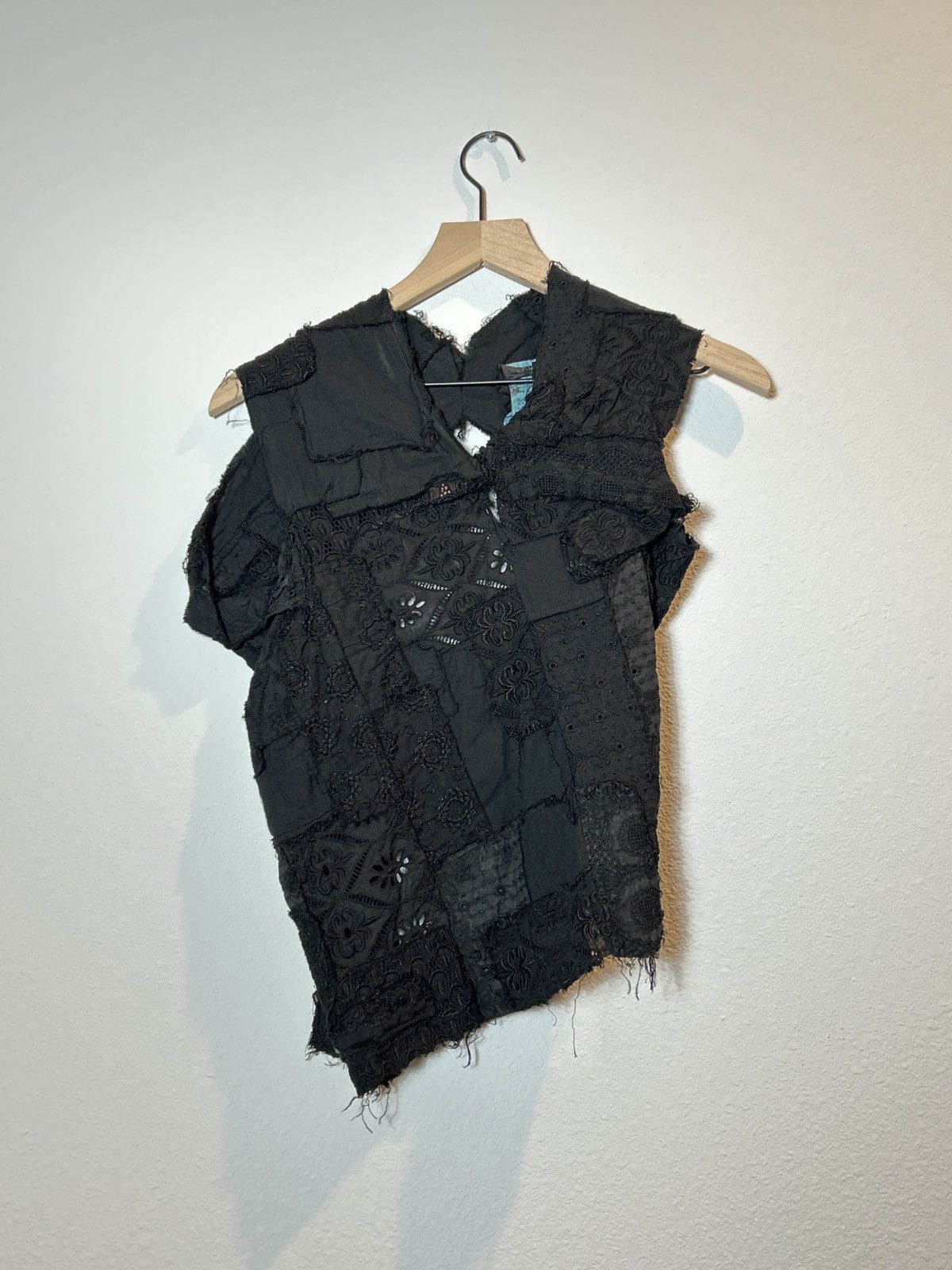 image of Junya Watanabe 2005 Reconstructed Lace Top in Black, Women's (Size Small)