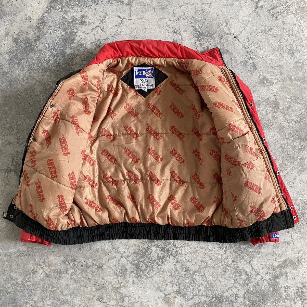 NFL Vintage 90's SF 49ers Faded Distressed Bomber Jacket Size US L / EU 52-54 / 3 - 21 Thumbnail
