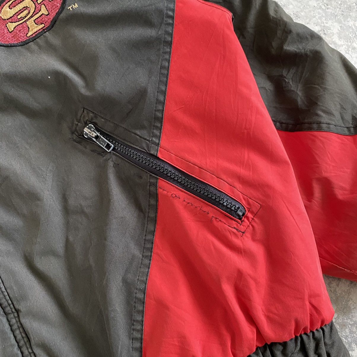 NFL Vintage 90's SF 49ers Faded Distressed Bomber Jacket Size US L / EU 52-54 / 3 - 19 Thumbnail