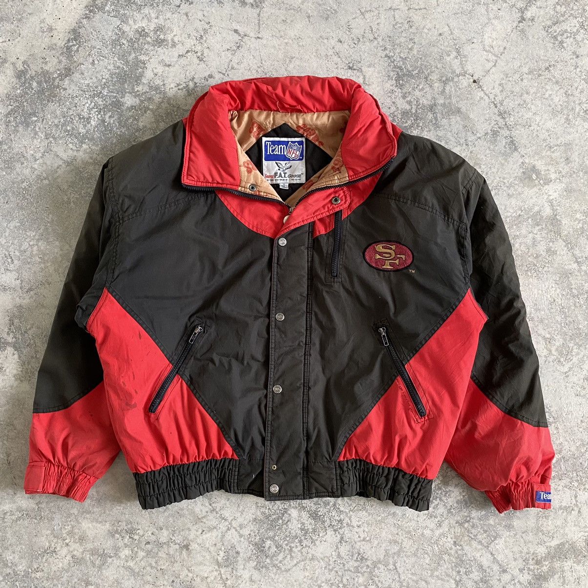NFL Vintage 90's SF 49ers Faded Distressed Bomber Jacket Size US L / EU 52-54 / 3 - 15 Thumbnail