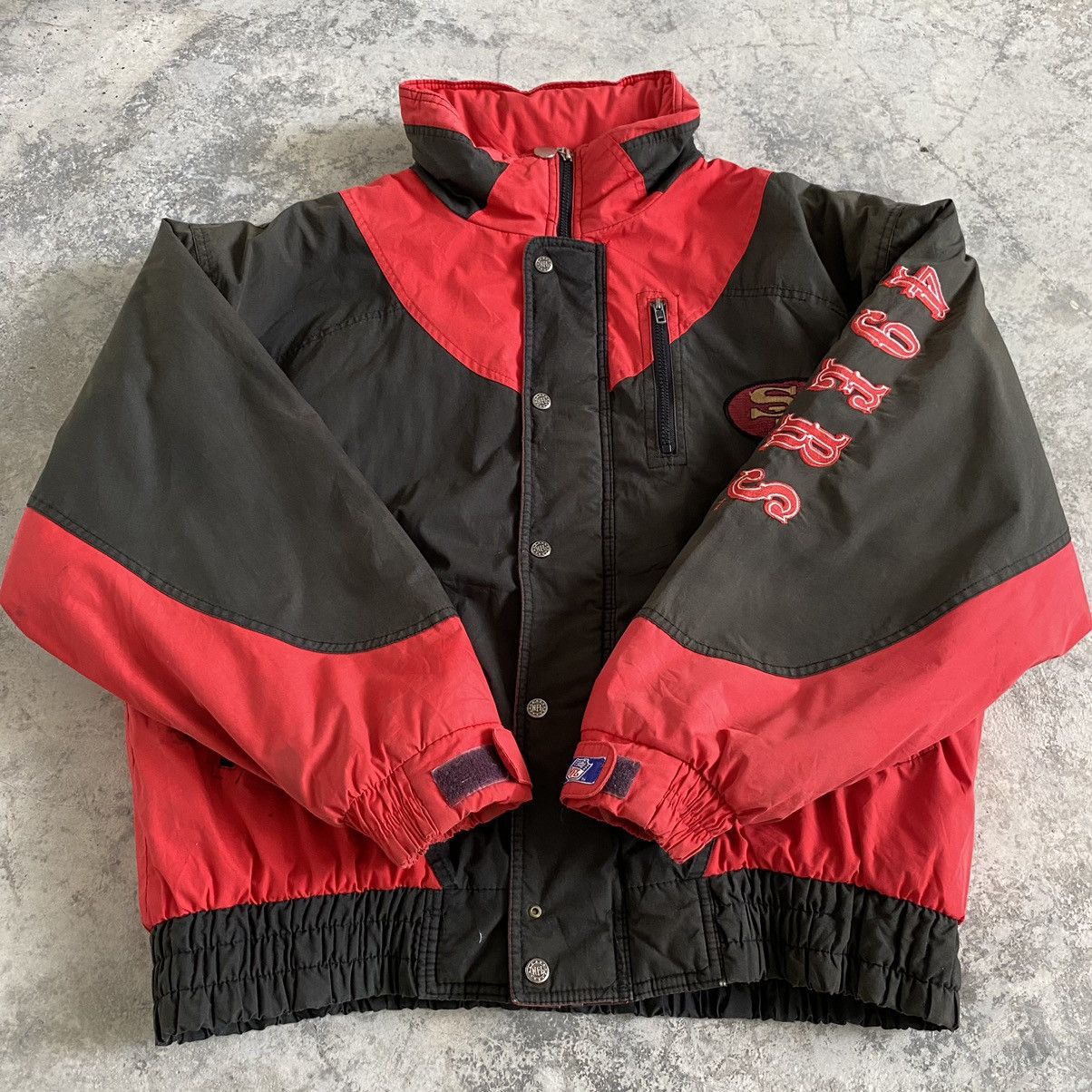 NFL Vintage 90's SF 49ers Faded Distressed Bomber Jacket Size US L / EU 52-54 / 3 - 11 Thumbnail