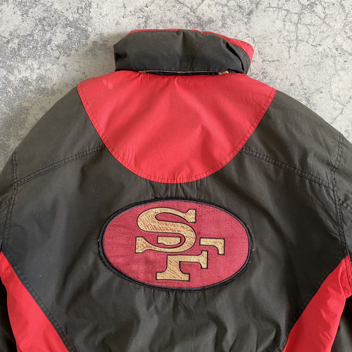NFL Vintage 90's SF 49ers Faded Distressed Bomber Jacket Size US L / EU 52-54 / 3 - 3 Thumbnail