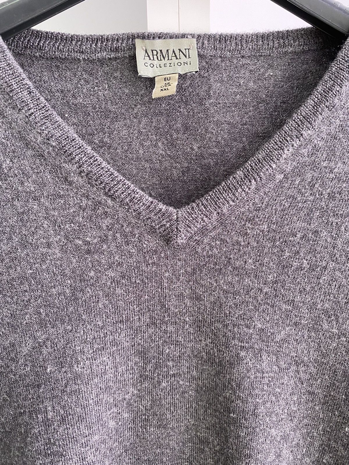 Giorgio Armani Giorgio Armani Grey Cashmere V-Neck Long Sleeve Sweater Size US XXL / EU 58 / 5 - 4 Thumbnail