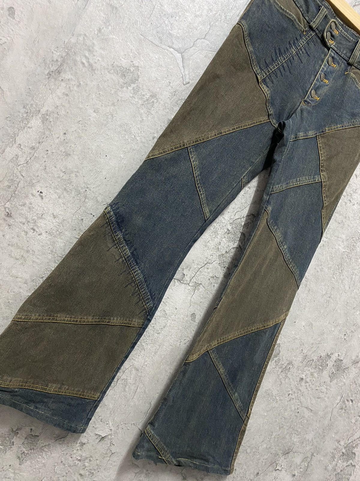 Tornado Mart Tornado Mart Panelled Layer Flared Denim Pants Size US 30 / EU 46 - 7 Thumbnail