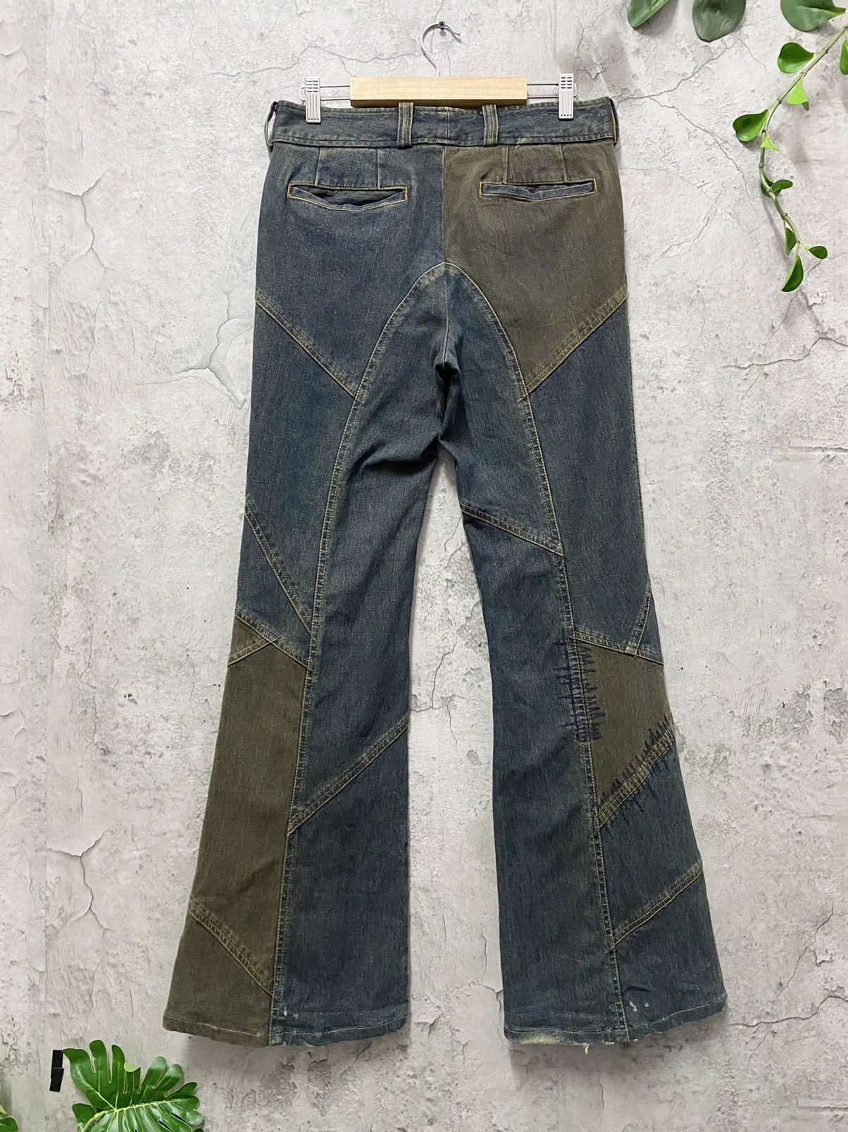 Tornado Mart Tornado Mart Panelled Layer Flared Denim Pants Size US 30 / EU 46 - 2 Thumbnail