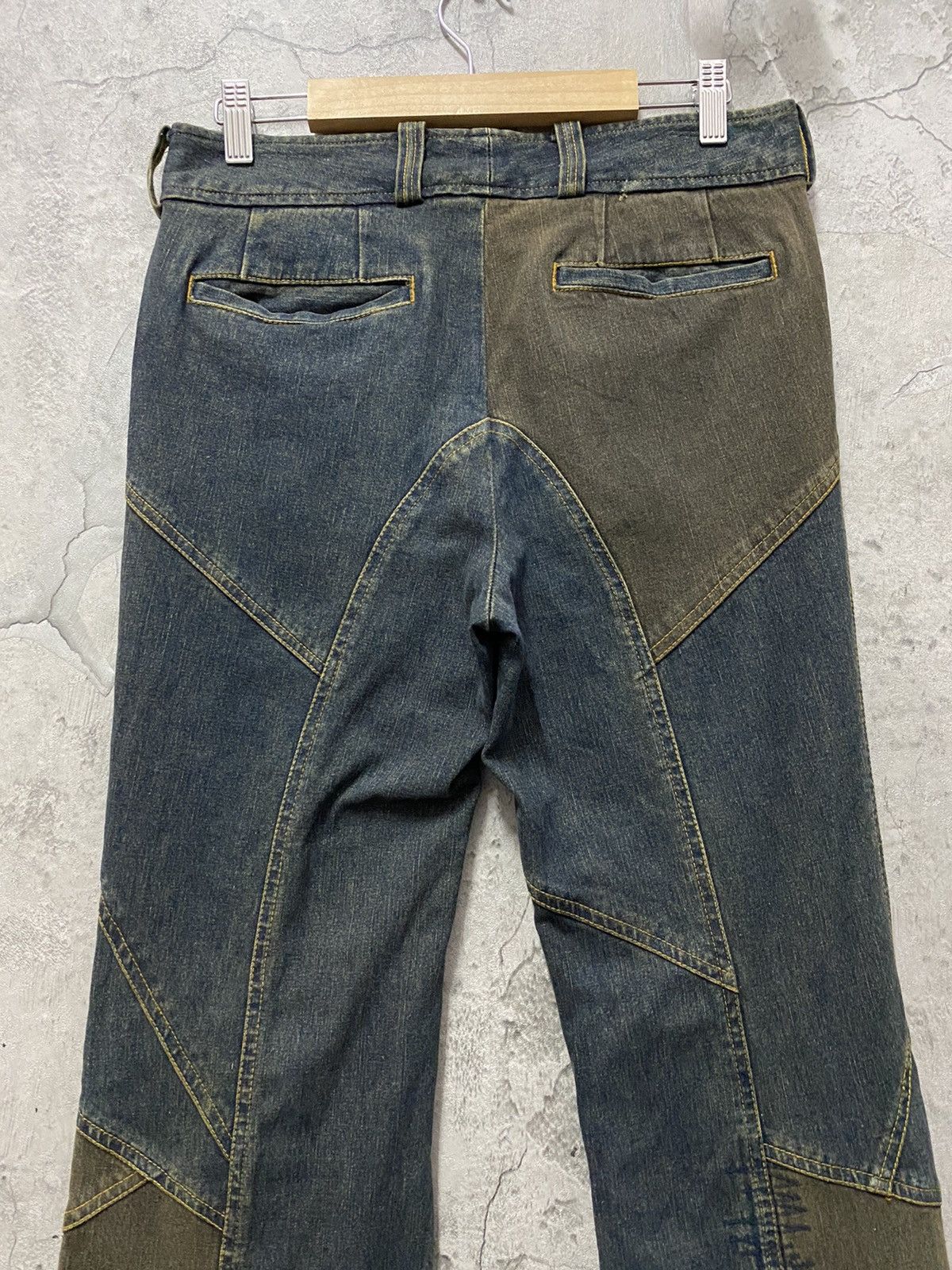 Tornado Mart Tornado Mart Panelled Layer Flared Denim Pants Size US 30 / EU 46 - 12 Thumbnail